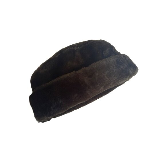Vintage Faux Fur Black Hat With Quilted Satin Lining For Women Winter Small - Picture 3 of 5